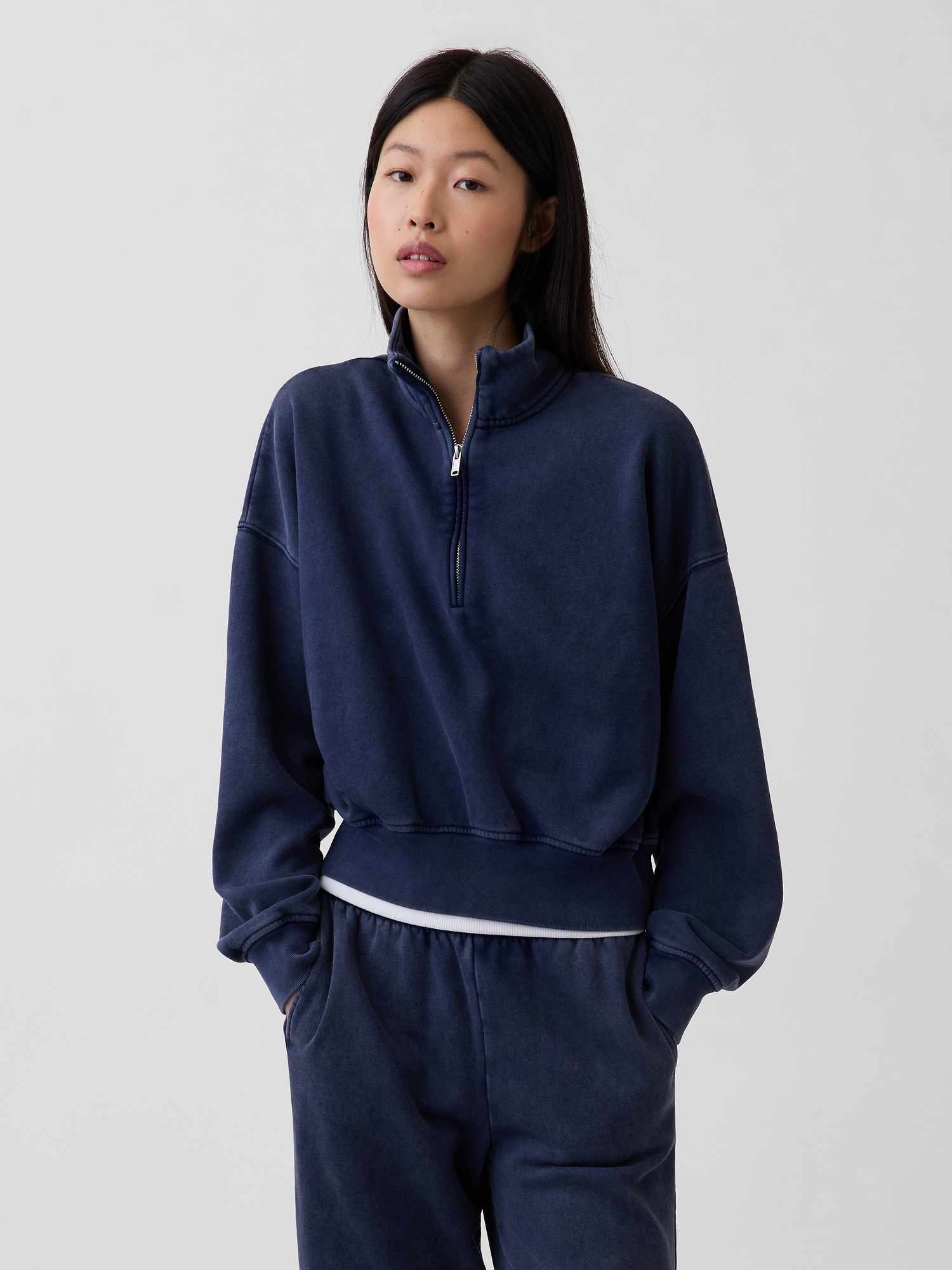 VintageSoft Oversized Half-Zip Wedge Pullover