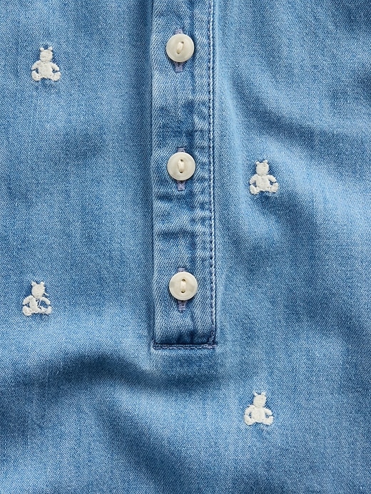 Image number 3 showing, Baby Embroidered Brannan Bear Denim Shorty One-Piece