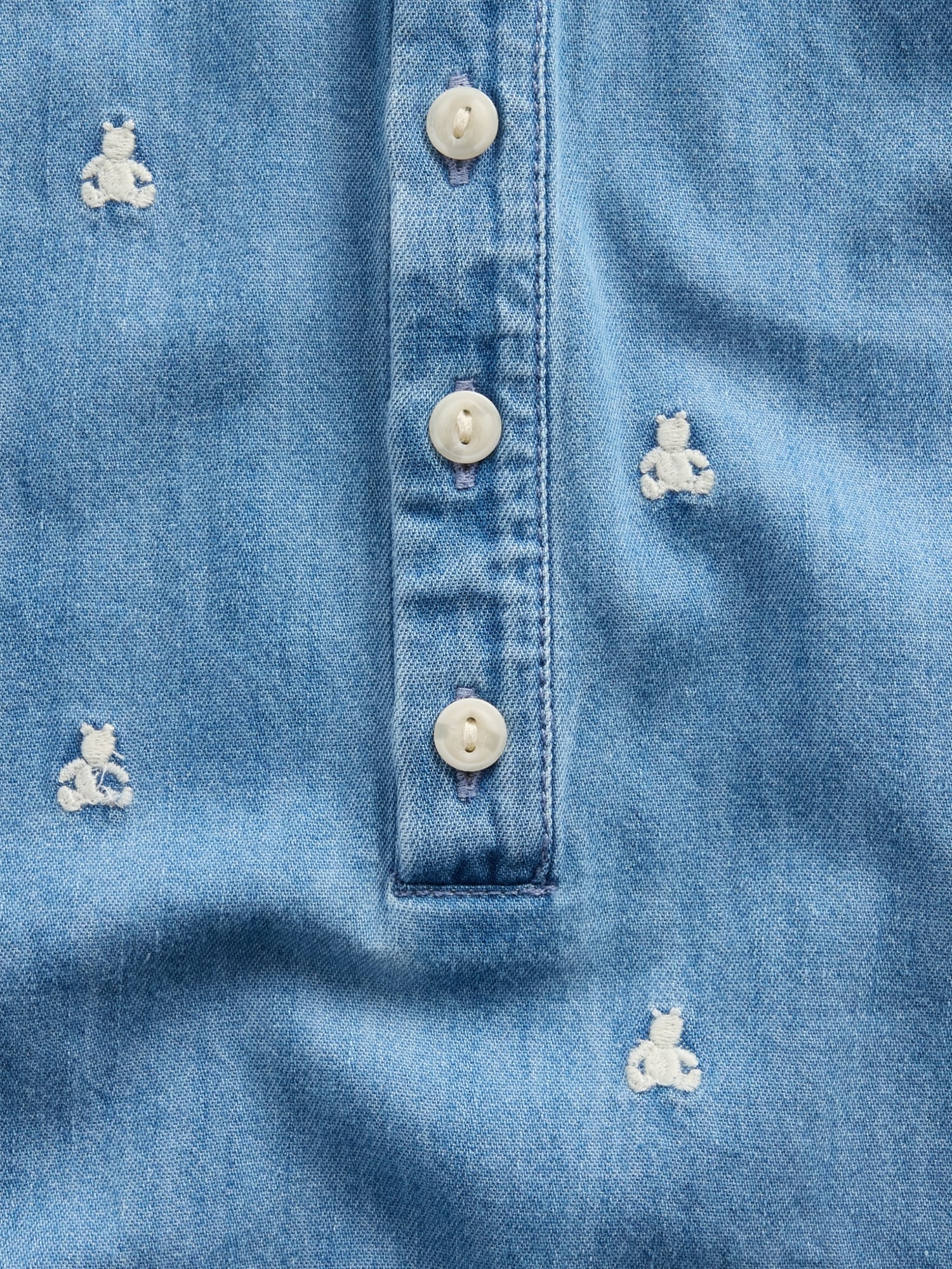 Baby Embroidered Brannan Bear Denim Shorty One-Piece