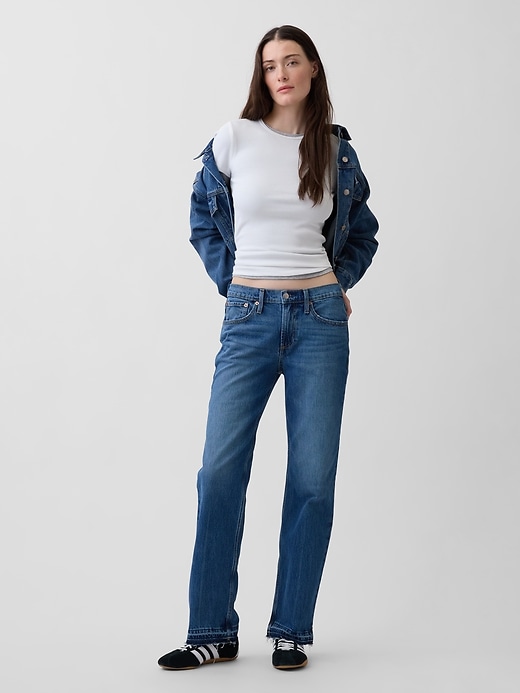 Image number 1 showing, Mid Rise Relaxed Straight Jeans