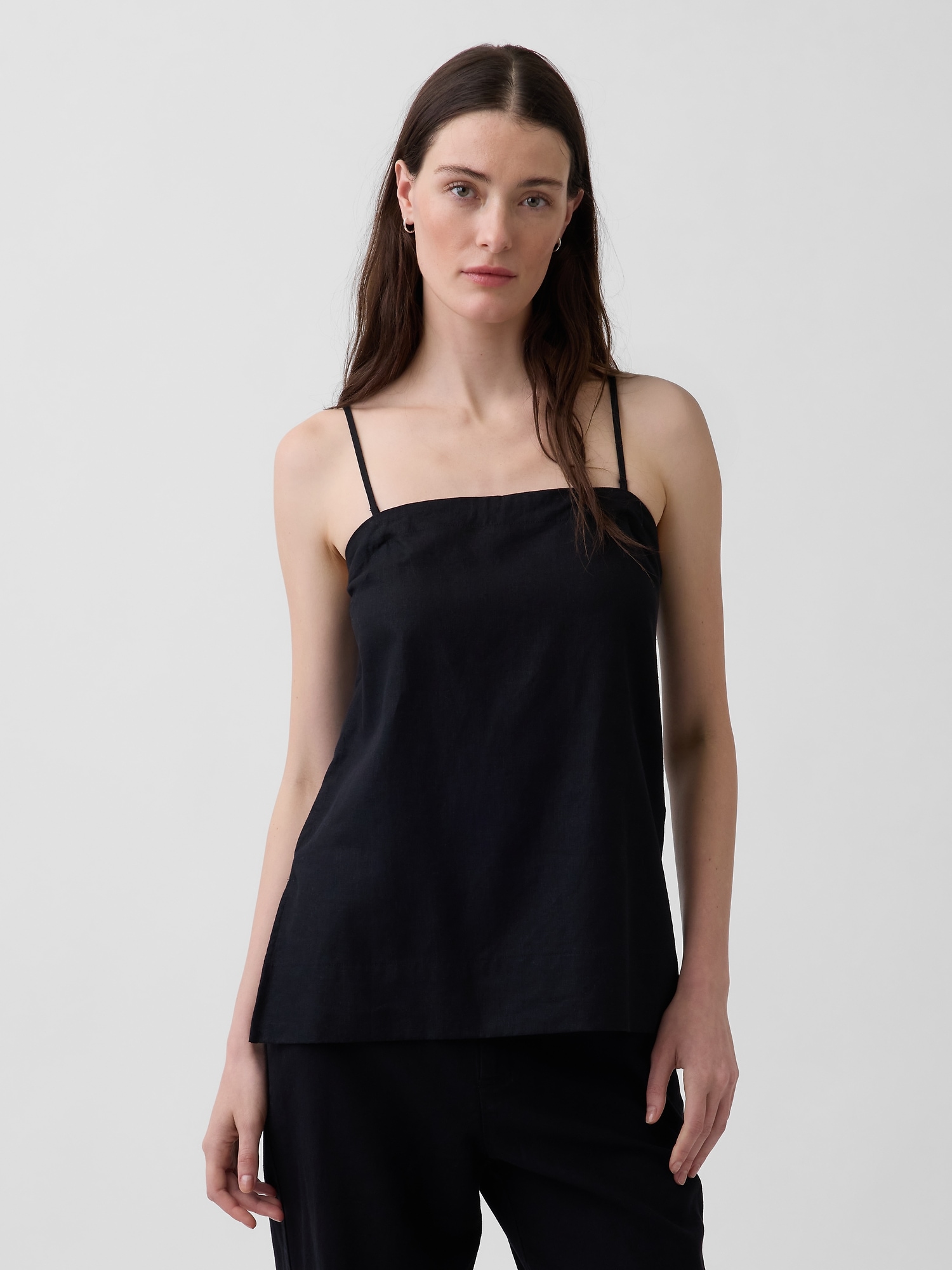 Женский топ Gap Linen-Blend Cami, цвет: Чёрный