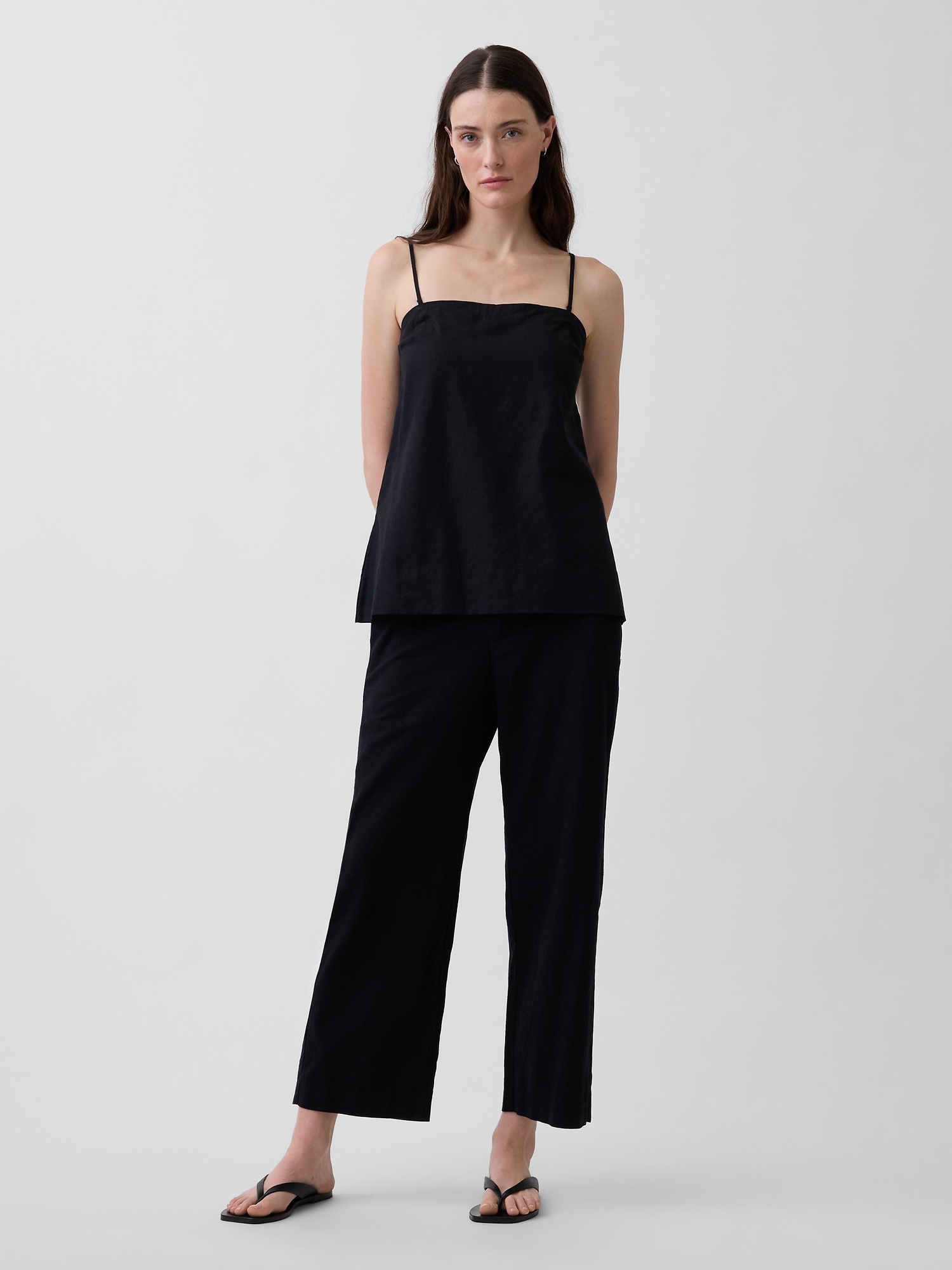 Женский топ Gap Linen-Blend Cami, цвет: Чёрный — фото 2