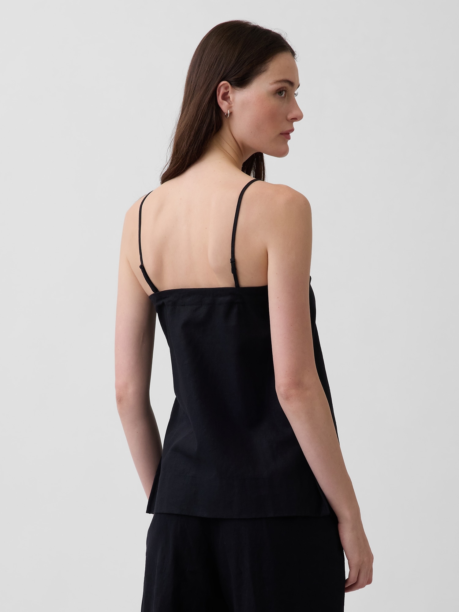 Женский топ Gap Linen-Blend Cami, цвет: Чёрный — фото 3