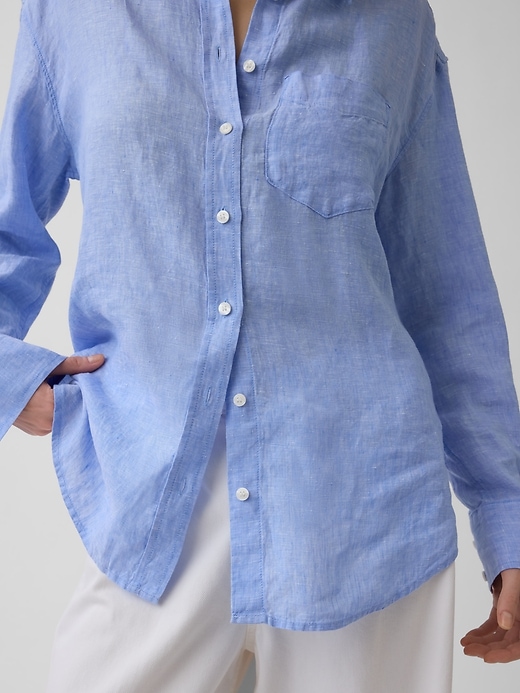 Image number 4 showing, 100% Linen Oversized Shirt