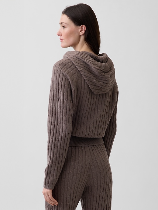 Image number 3 showing, CashSoft Relaxed Cable-Knit Hoodie
