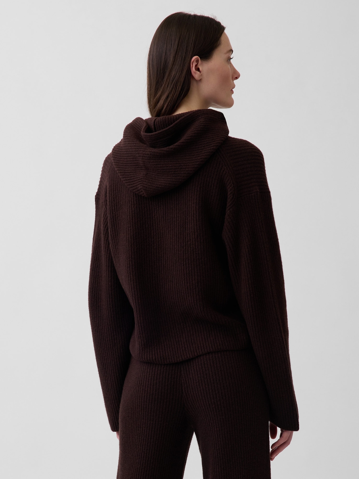 CashSoft Oversized Shaker-Stitch Zip Hoodie