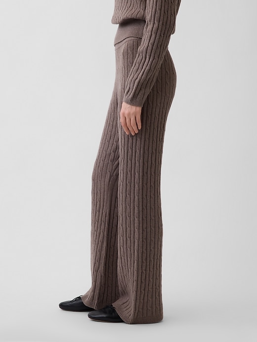 Image number 3 showing, CashSoft Cable-Knit Sweater Pants