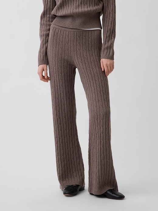 Image number 2 showing, CashSoft Cable-Knit Sweater Pants