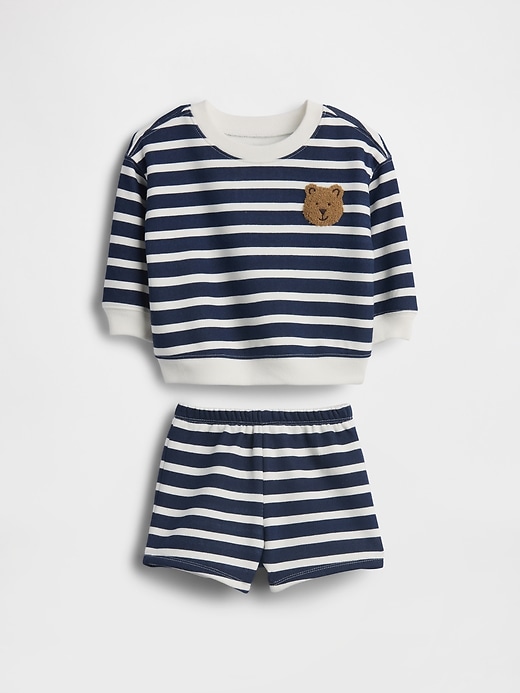 Image number 1 showing, Baby VintageSoft Bear Stripe Sweat Set