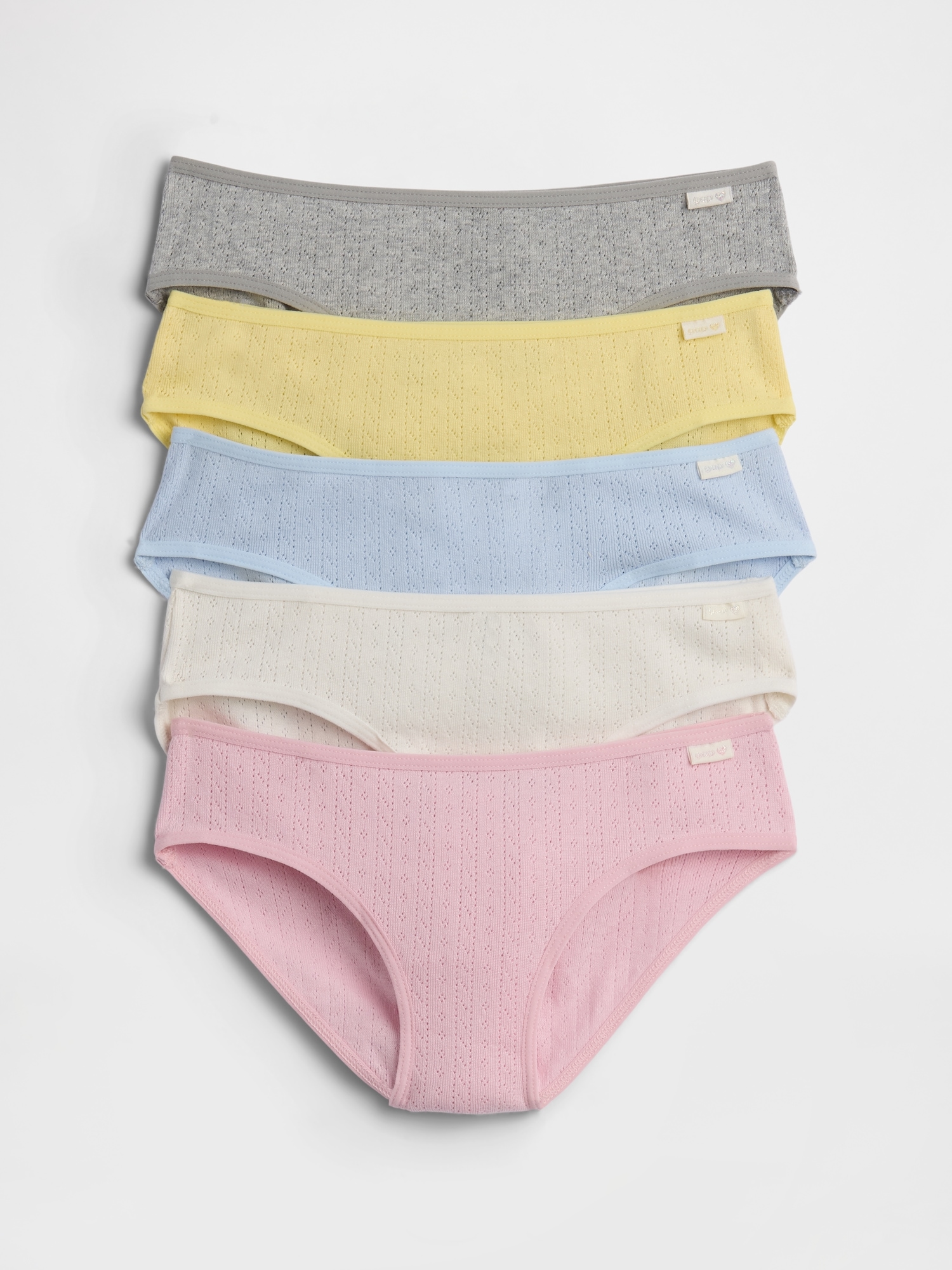 Kids Organic Cotton Pointelle Bikini Briefs (5-Pack)
