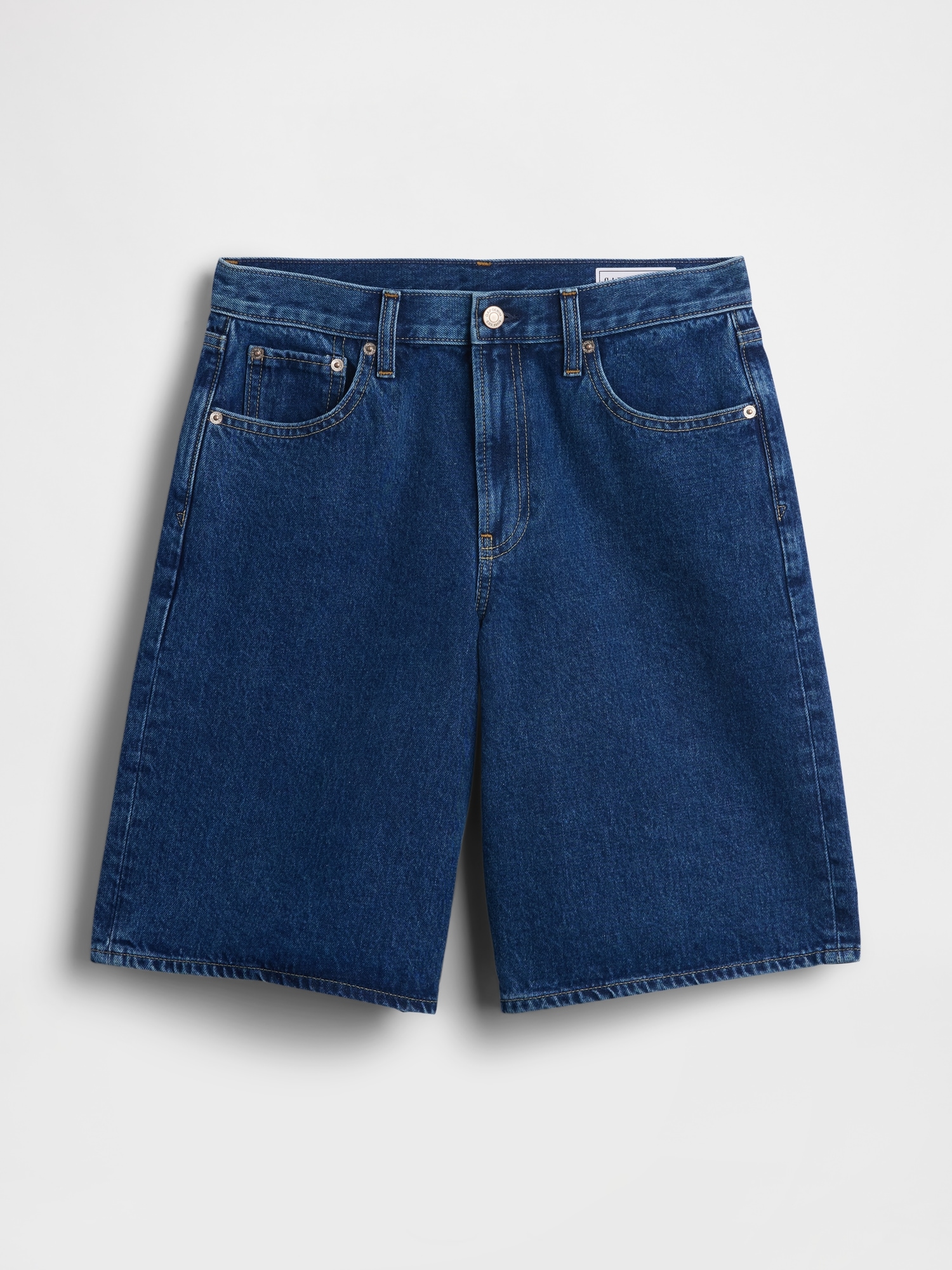 Mid Rise Longline Denim Shorts