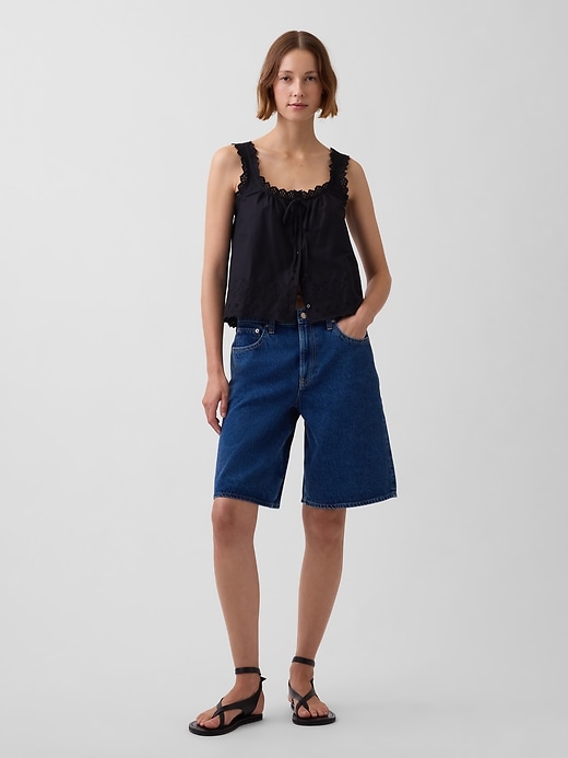 Image number 1 showing, Mid Rise Longline Denim Shorts