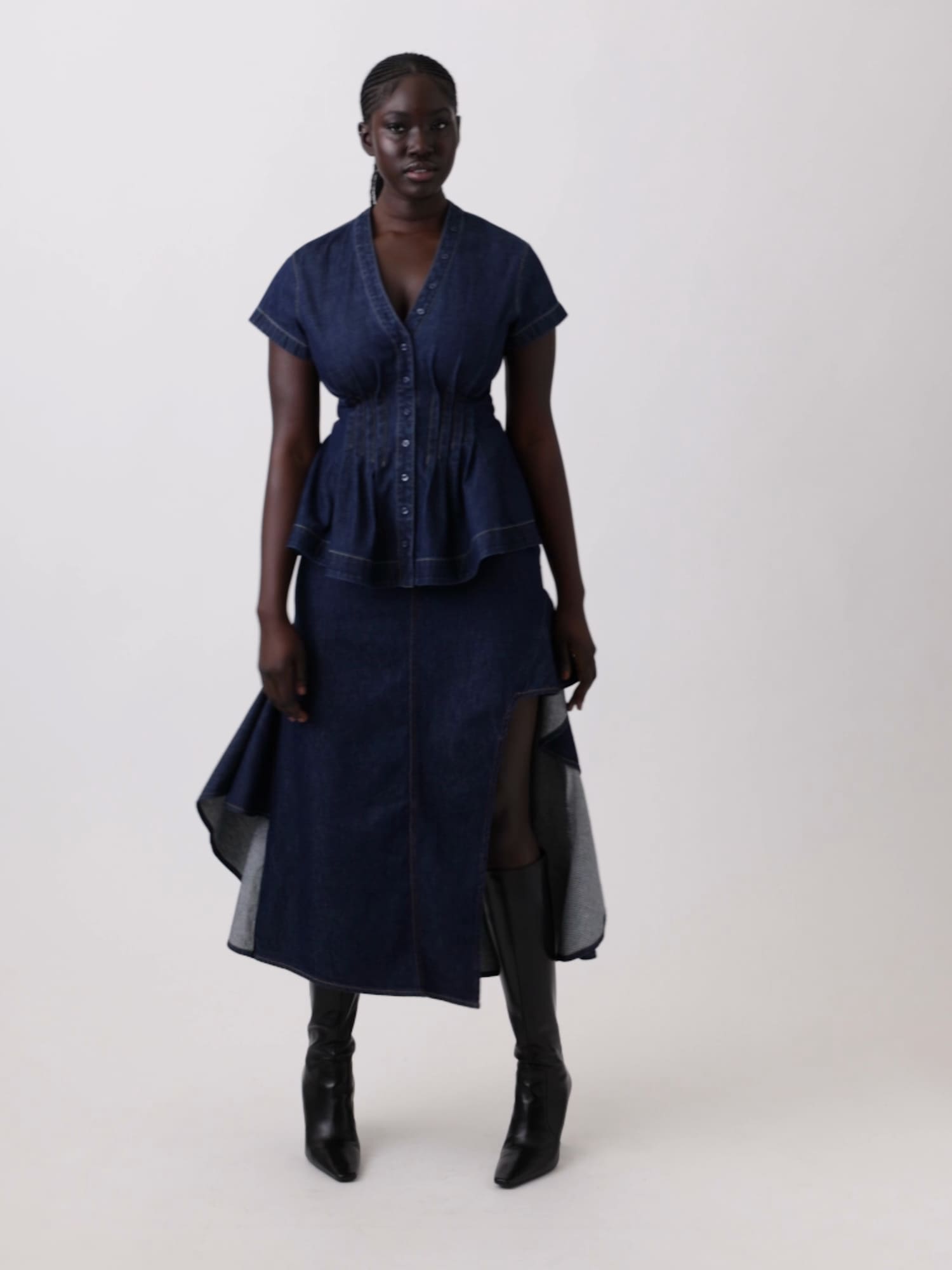 Женские юбки Gap × HFR Ruffle Denim Midi Skirt by IGDALYAH — фото 7