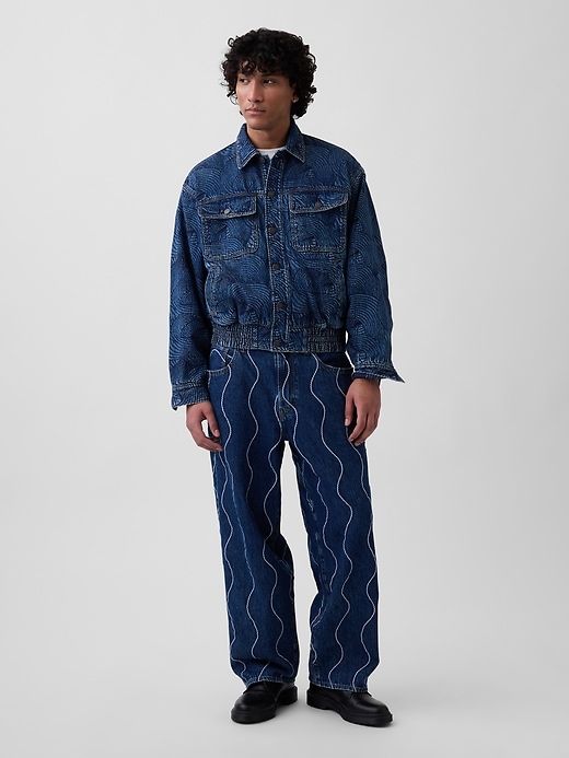 Image number 4 showing, Gap × HFR Embroidered Denim Bomber Jacket by Daveed Baptiste