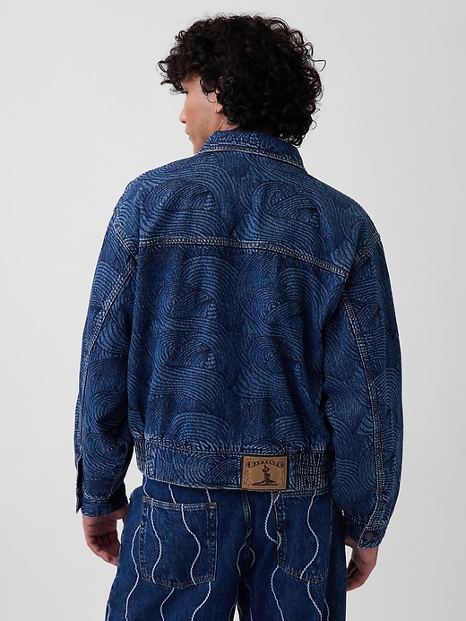 Image number 3 showing, Gap × HFR Embroidered Denim Bomber Jacket by Daveed Baptiste