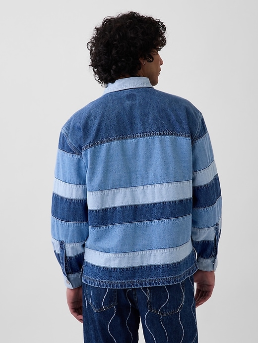Image number 4 showing, Gap × HFR Stripe Denim Polo Shirt by Daveed Baptiste