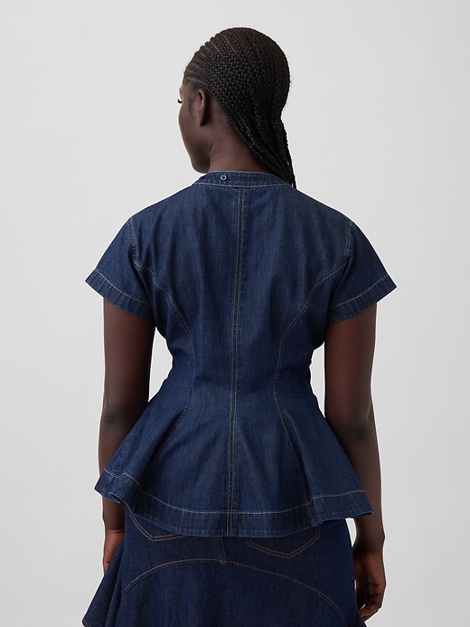 Image number 2 showing, Gap × HFR Denim Peplum Shirt by IGDALYAH