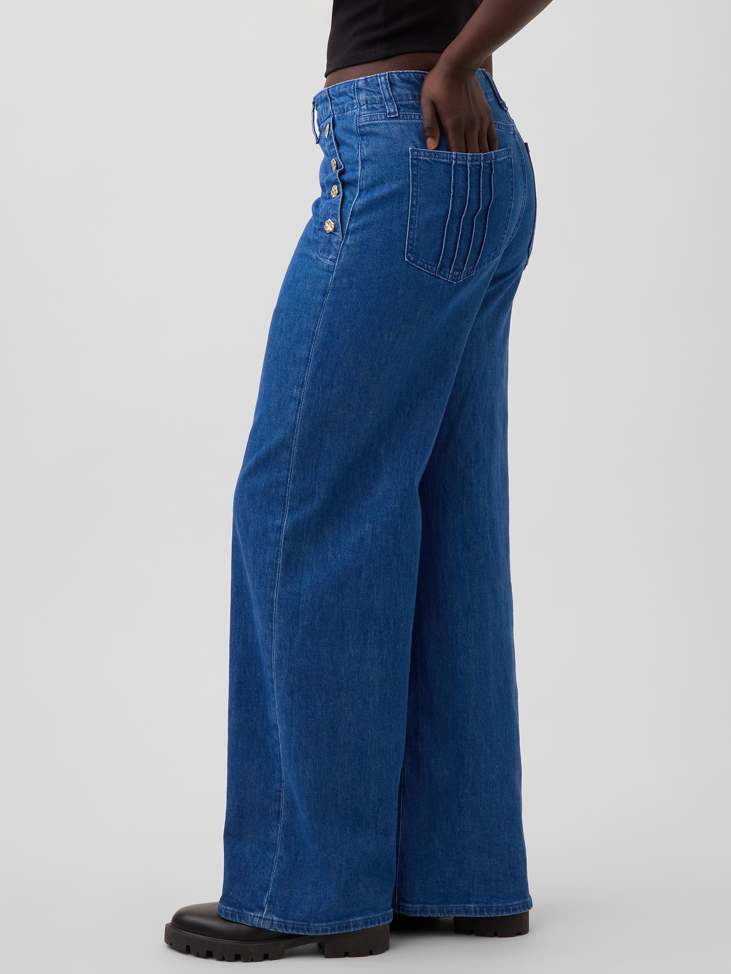Женские джинсы Gap × HFR High Rise Pintuck Stride Wide-Leg Jeans by Atelier Ndigo — фото 2