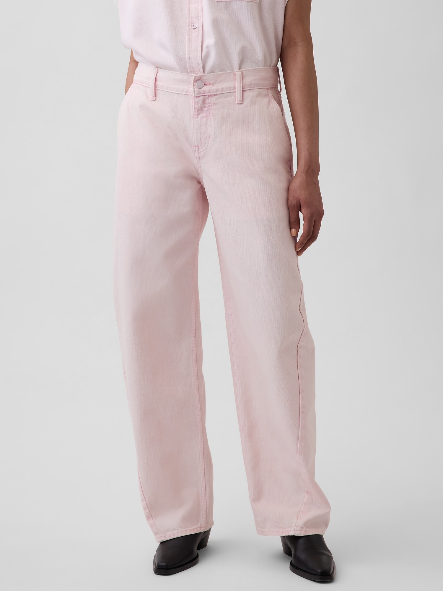 Женские джинсы Gap × HFR Low Rise Pink Baggy Barrel Jeans by Nicole Benefield Portfolio — фото 3