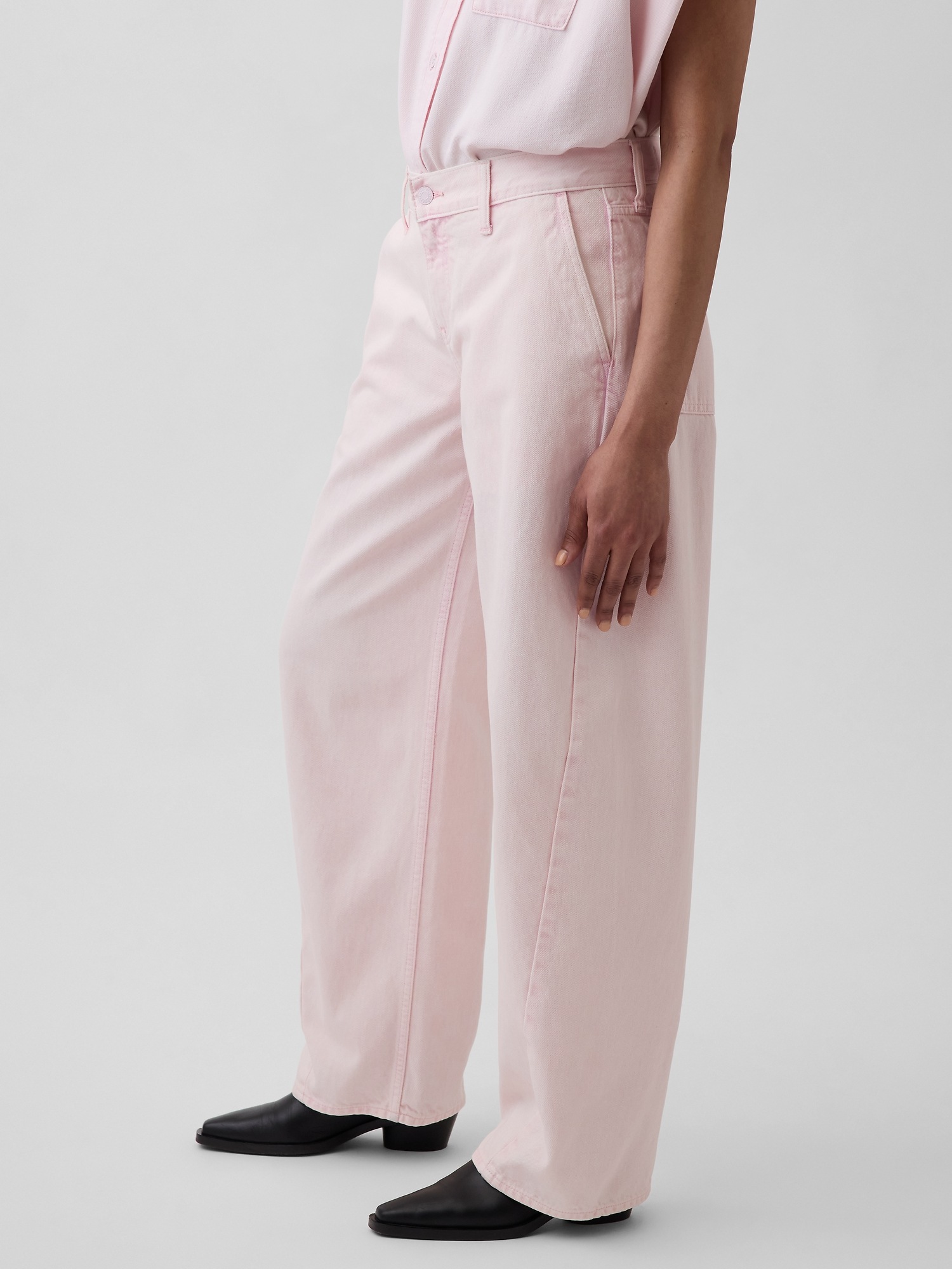 Женские джинсы Gap × HFR Low Rise Pink Baggy Barrel Jeans by Nicole Benefield Portfolio — фото 4