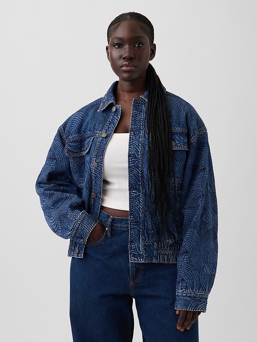 Image number 5 showing, Gap × HFR Embroidered Denim Bomber Jacket by Daveed Baptiste