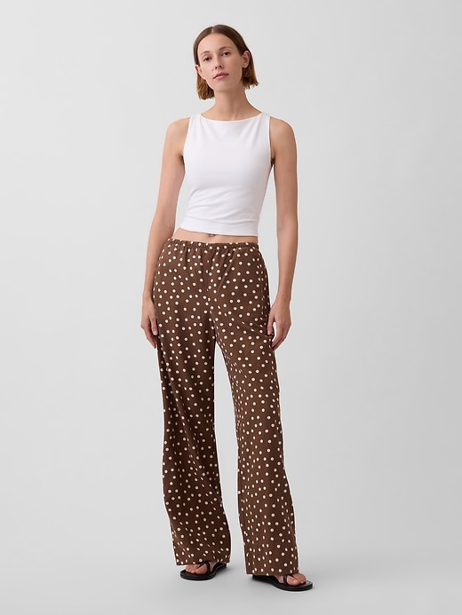 Image number 1 showing, Linen-Blend Easy Wide-Leg Pants