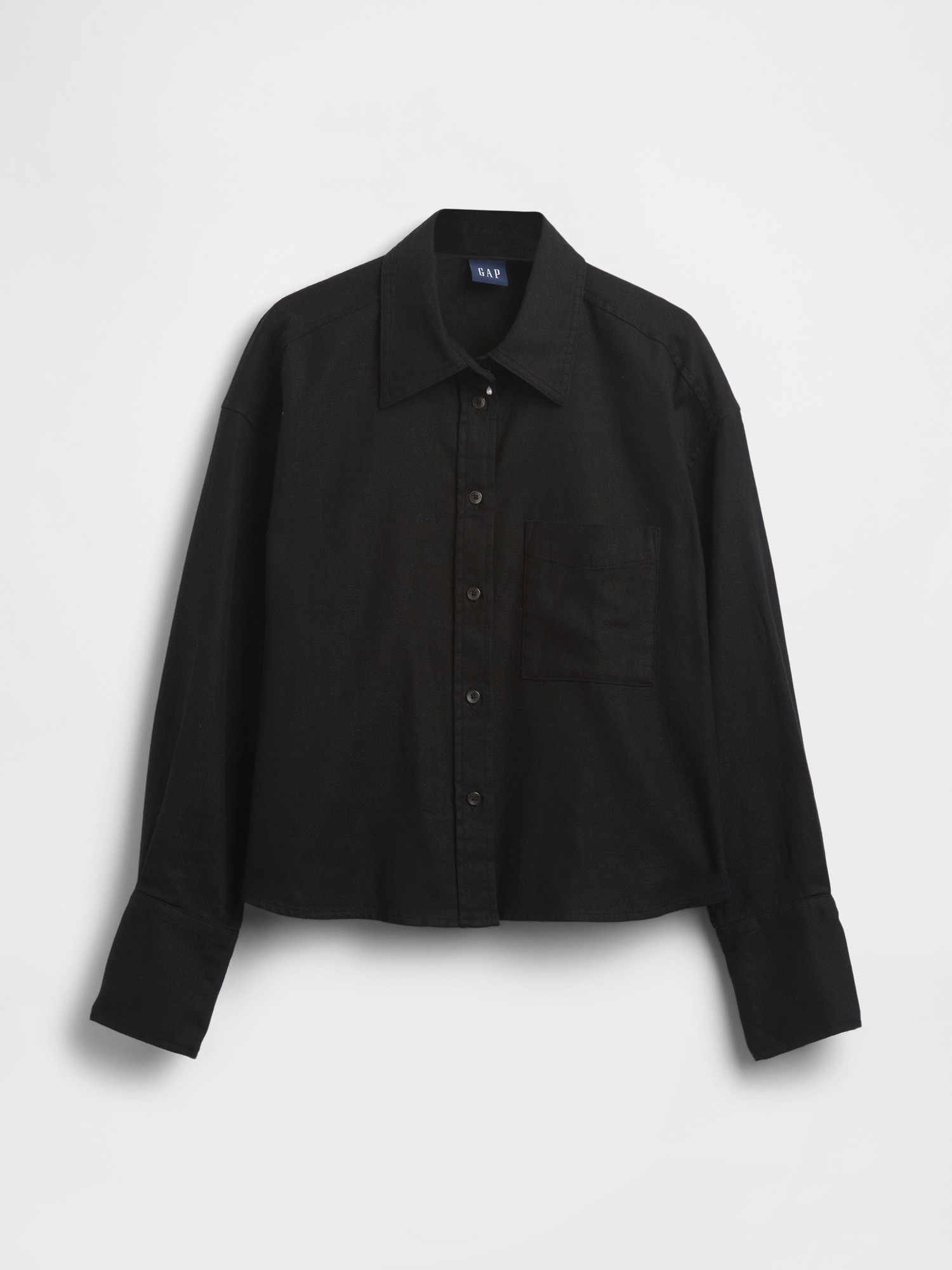 Женская рубашка Gap Linen-Cotton Oversized Shirt, цвет: Чёрный — фото 5