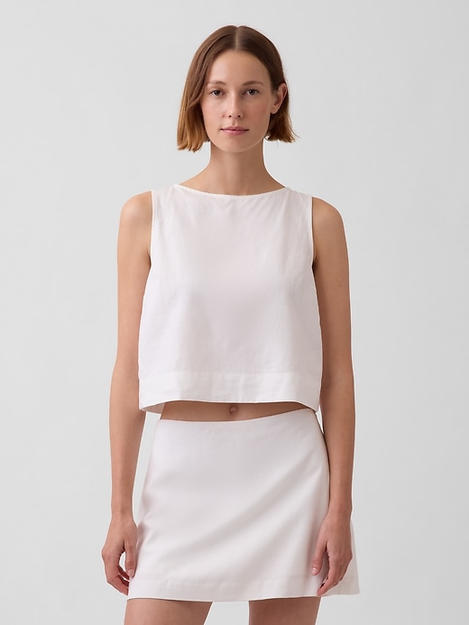 Image number 1 showing, Linen-Blend Crop Shell Tank Top