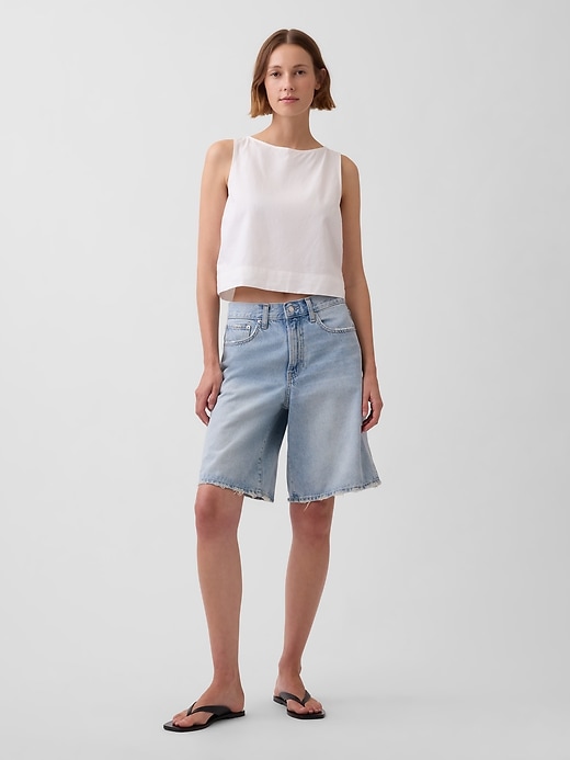 Image number 2 showing, Linen-Blend Crop Shell Tank Top