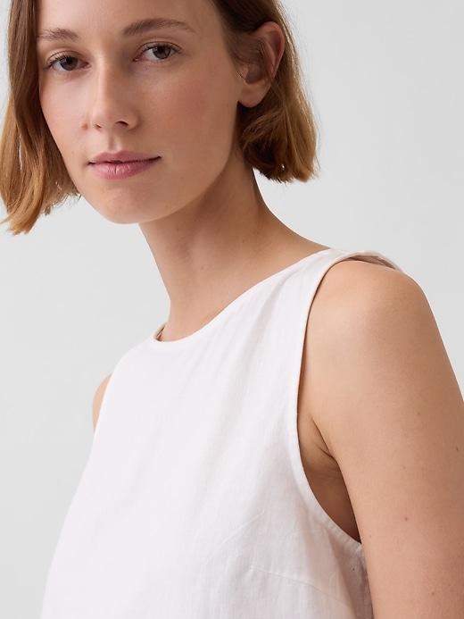 Image number 4 showing, Linen-Blend Crop Shell Tank Top