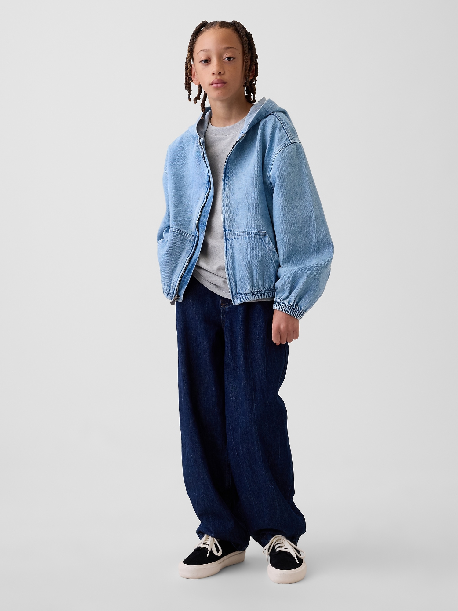 Kids Denim Relaxed Hooded Jacket