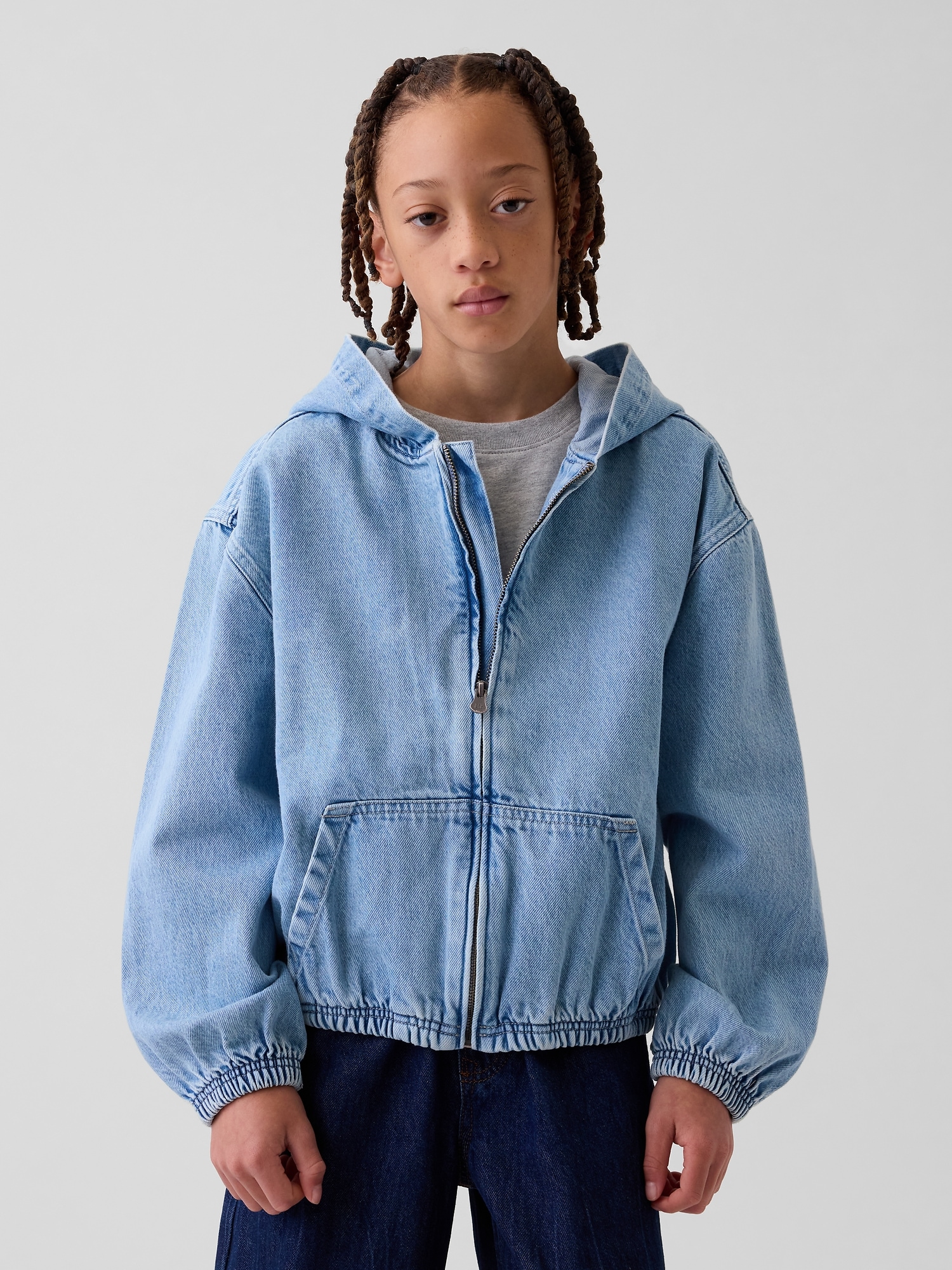 Kids Denim Relaxed Hooded Jacket