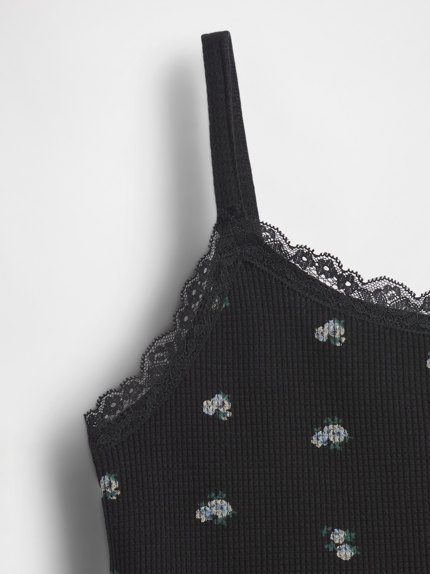 Детский топ Gap Waffle Lace-Trim Cami, цвет: Тёмно-синий — фото 4