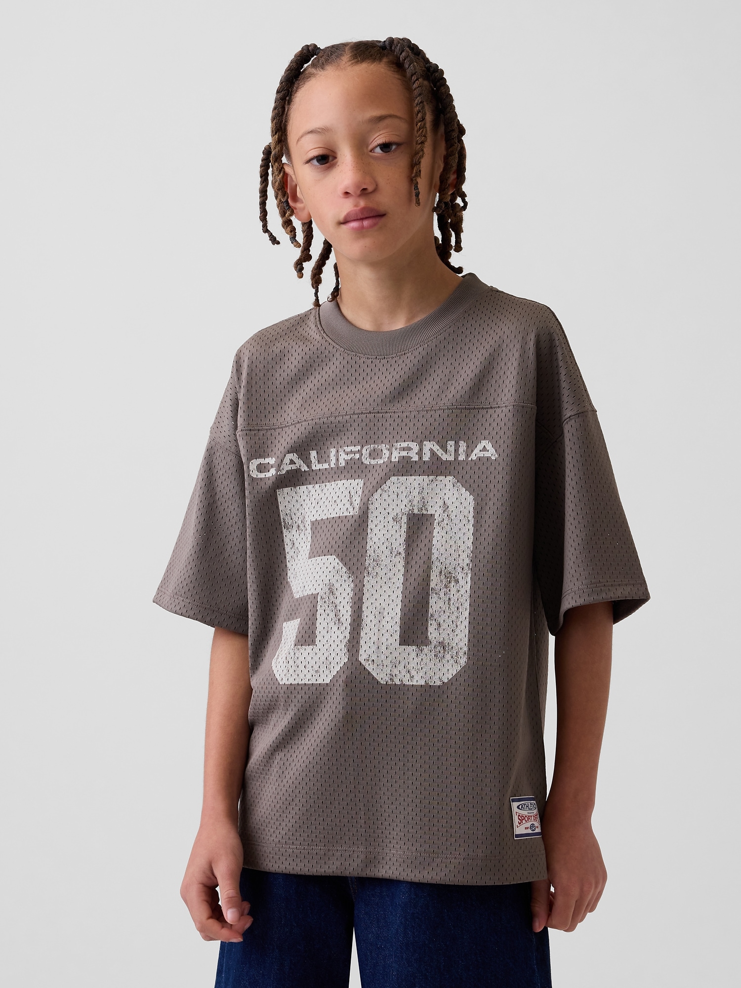 Kids Mesh Oversized Graphic Jersey T-Shirt