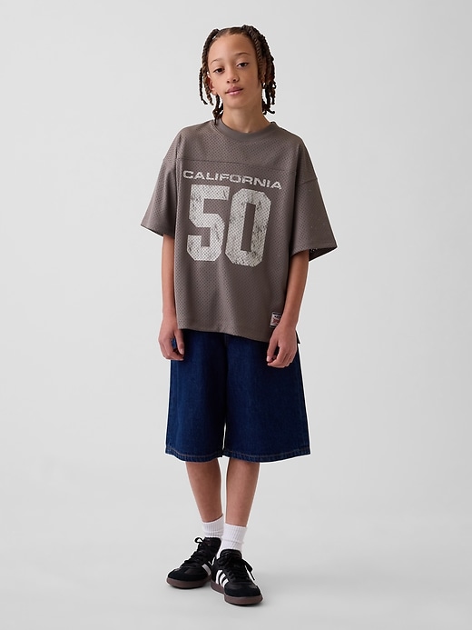 Image number 4 showing, Kids Mesh Oversized Graphic Jersey T-Shirt
