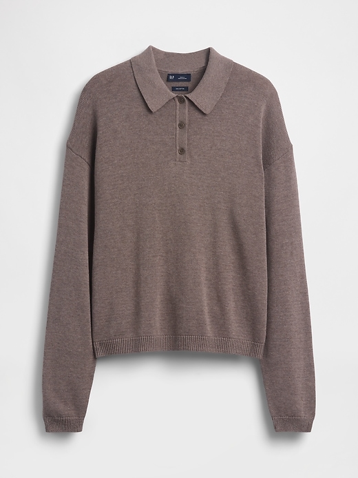 Image number 5 showing, 100% Cotton Relaxed Polo Sweater