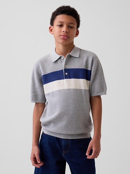 Image number 1 showing, Kids Relaxed Stripe Polo Sweater Shirt