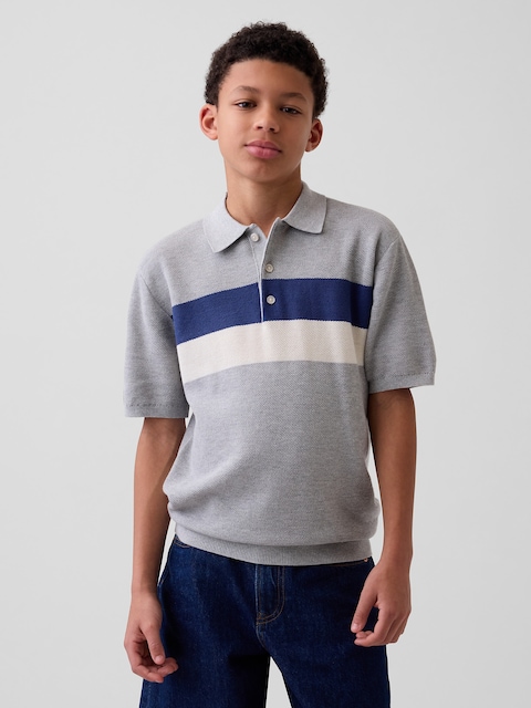 Kids 100% Cotton Relaxed Polo Sweater Shirt