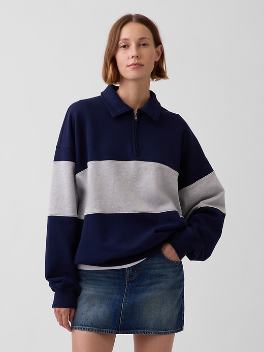 Image number 5 showing, Adult Heavyweight Oversized Quarter-Zip Polo Sweatshirt