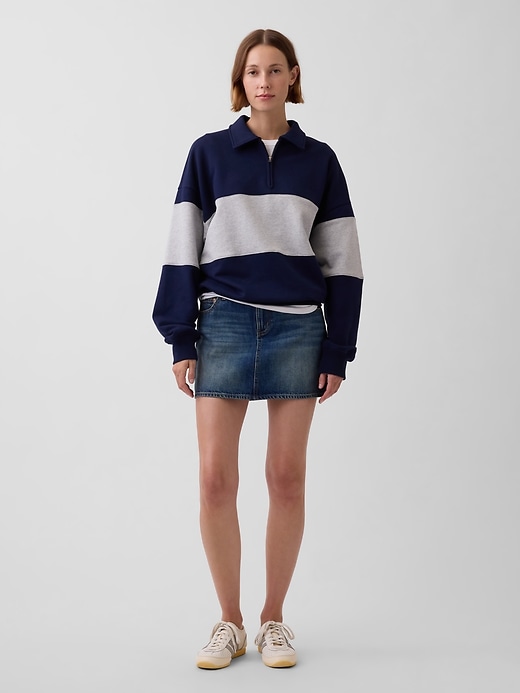 Image number 6 showing, Adult Heavyweight Oversized Quarter-Zip Polo Sweatshirt