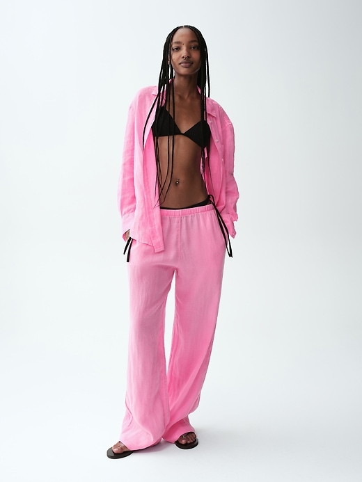 Image number 6 showing, Linen-Blend Easy Wide-Leg Pants