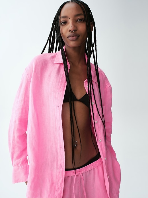 Image number 6 showing, 100% Linen Oversized Shirt