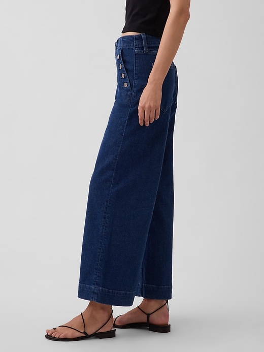 Image number 3 showing, High Rise Stride Wide-Leg Ankle Sailor Jeans