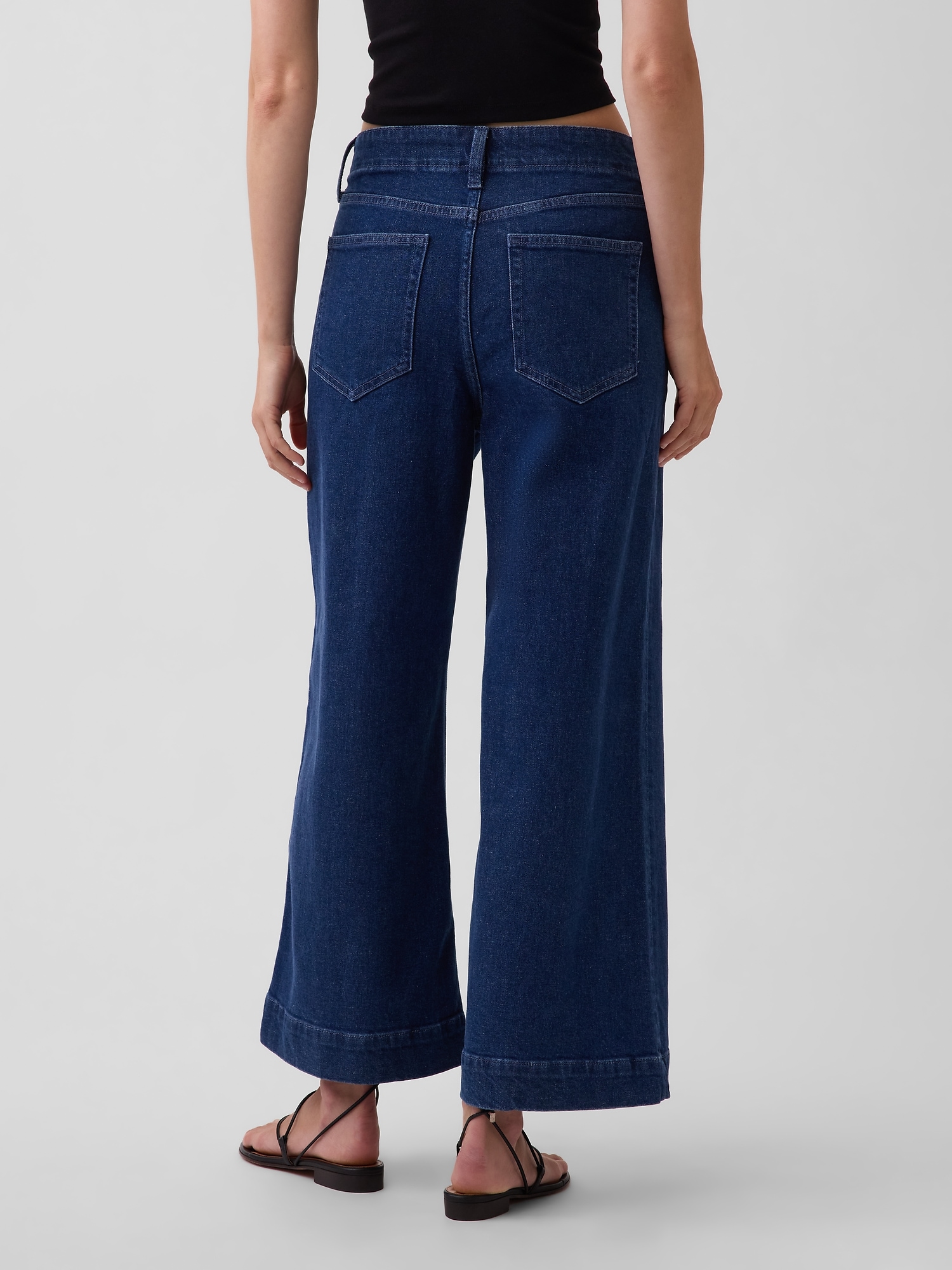 High Rise Stride Wide-Leg Ankle Sailor Jeans