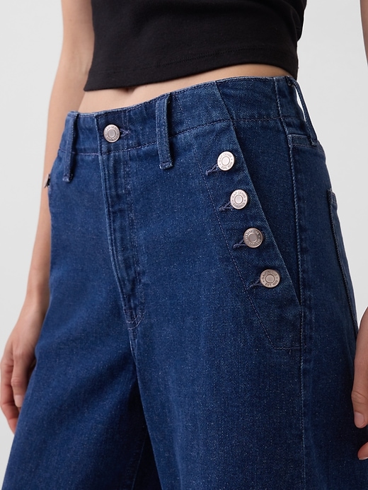 Image number 6 showing, High Rise Stride Wide-Leg Ankle Sailor Jeans