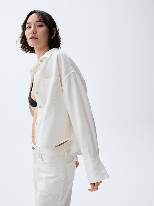 Image number 7 showing, Linen-Cotton Oversized Shirt