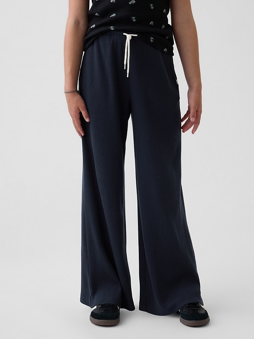 Image number 3 showing, Kids Waffle Relaxed Easy Wide-Leg Pants