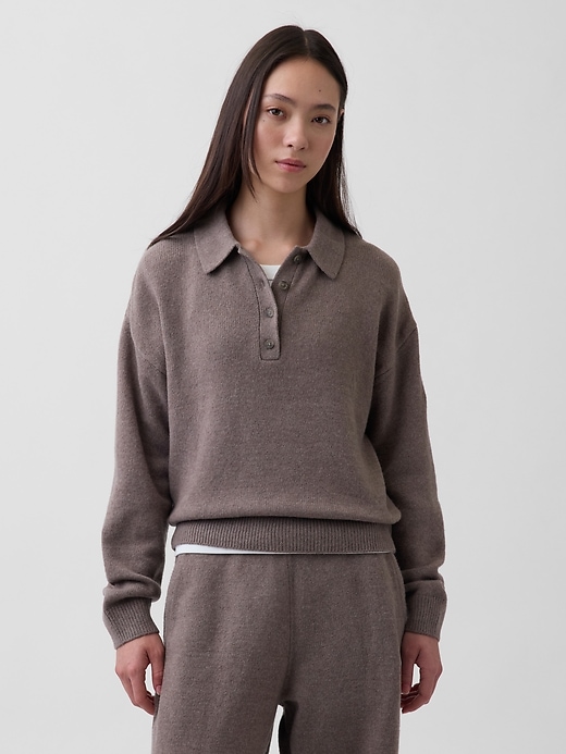 Image number 1 showing, CashSoft Relaxed Polo Sweater