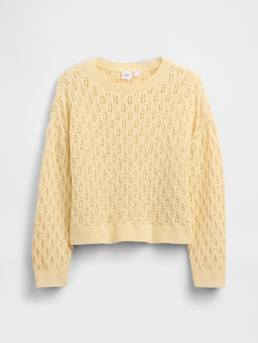 Image number 2 showing, Kids Crochet Oversized Crewneck Sweater