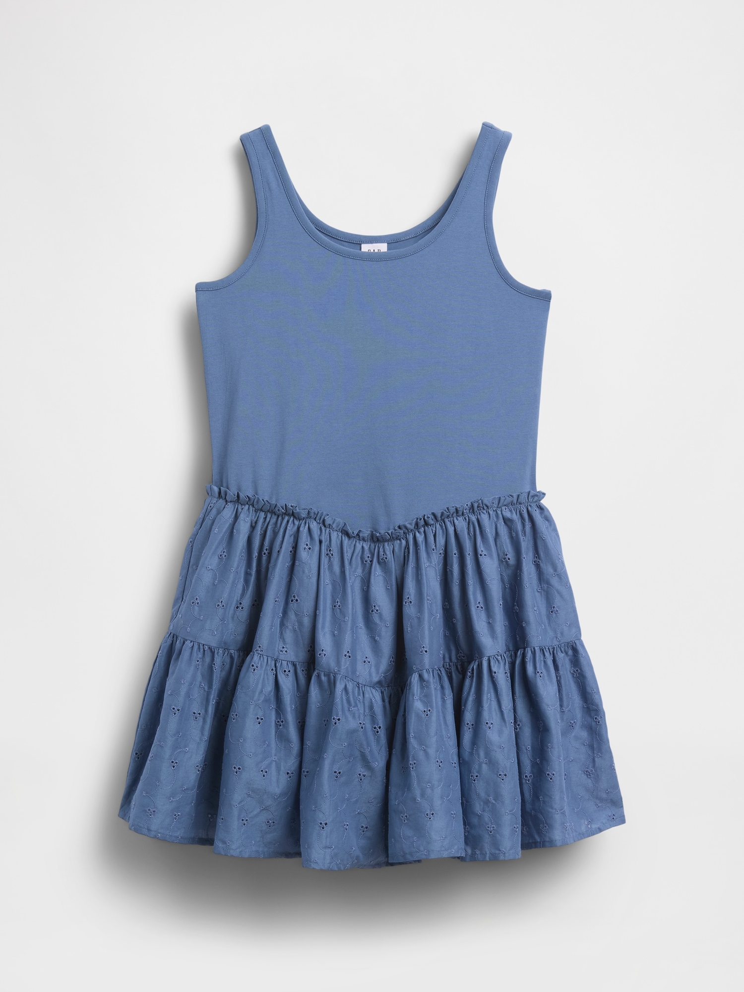Kids Mixed Media Tiered Tank Dress